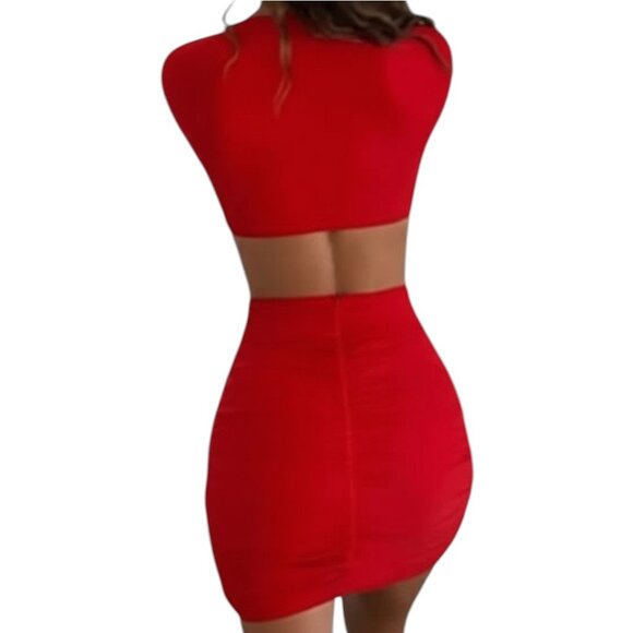 Tiger Mist KYA Red Ruched Cut-Out Long Sleeve Bodycon Dress XS Party - Picture 2 of 7